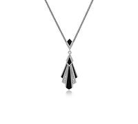 Gemondo Sterling Silver Art Deco Black Onyx & Marcasite Pendant