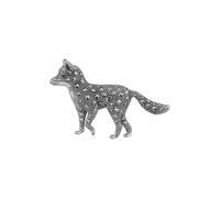 Gemondo Sterling Silver Emerald & Marcasite Fox Brooch