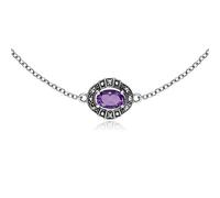 Gemondo Sterling Silver Oval Amethyst and Marcasite Cluster Bracelet