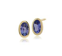 Gemondo Tanzanite Earrings, 9ct Yellow Gold 0.47ct Tanzanite Oval Bezel Set Stud Earrings
