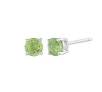 Gemondo Women 375 Gold 9ct White Gold Round Peridot Classic Claw Set Stud Earrings Green 3.50mm