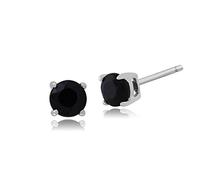 Gemondo Women 375 Gold 9ct White Gold Round Sapphire Classic Stud Earrings Dark Blue 3.50mm