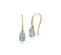 Gemondo Women 375 Gold 9ct Yellow Gold Oval Aquamarine Single Stone Fishhook Drop Earrings Blue