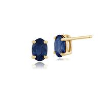 Gemondo Women 375 Gold 9ct Yellow Gold Oval Sapphire Classic Claw Set Stud Earrings Blue 6x4mm