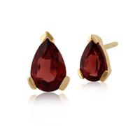 Gemondo Women 375 Gold 9ct Yellow Gold Pear Garnet Classic Claw Set Stud Earrings Red 6.5x4mm