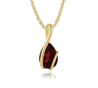 Gemondo Women 375 Gold 9ct Yellow Gold Pear Garnet Wrapped Pendant Necklace Red 45cm