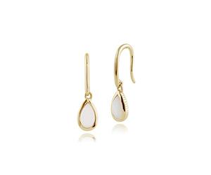 Gemondo Women 375 Gold 9ct Yellow Gold Pear Opal Fishhook Drop Earrings White