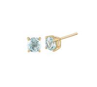 Gemondo Women 375 Gold 9ct Yellow Gold Round Aquamarine Classic Claw Set Stud Earrings Blue 3.50mm