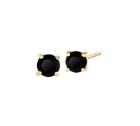 Gemondo Women 375 Gold 9ct Yellow Gold Round Onyx Classic Claw Set Stud Earrings Black 3.50mm