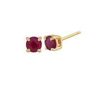 Gemondo Women 375 Gold 9ct Yellow Gold Round Ruby Classic Claw Set Stud Earrings Red 3.50mm