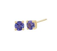 Gemondo Women 375 Gold 9ct Yellow Gold Round Tanzanite Classic Claw Set Stud Earrings Blue 3.50mm