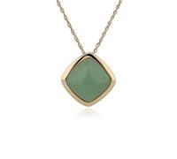 Gemondo Women 375 Gold 9ct Yellow Gold Square Cushion Cabochon Jade Pendant Necklace Green 45cm