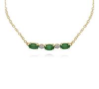 Gemondo Women 9ct Yellow Gold Emerald and Diamond Five Stone 19cm Bracelet