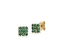 Gemondo Women 9ct Yellow Gold Emerald Cluster Panel Stud Earrings