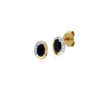 Gemondo Women 9ct Yellow Gold Sapphire & Diamond Two Tone Stud Earrings