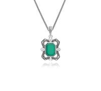 Gemondo Women's Art Deco Style Baguette Chalcedony & Marcasite Pendant Necklace in Sterling Silver | Size: 18 inches Gemondo Silver 18 inches