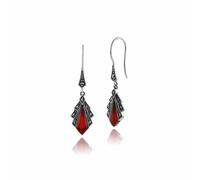 Gemondo Women's Art Deco Style Diamond Carnelian & Marcasite Drop Earrings in 925 Sterling Silver Gemondo Silver One Size
