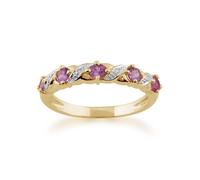 Gemondo Women's Classic Art Nouveau Round Pink Sapphire & Diamond Half Eternity Ring In 9ct Yellow Gold | Size: P Gemondo Pink P