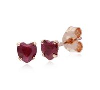 Gemondo 9ct Rose Gold Ruby Single Stone Heart Stud Earrings