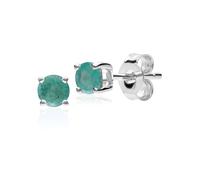 Gemondo Women's Classic Round Emerald Stud Earrings in 9ct White Gold 3.5mm in Green Gemondo Green One Size