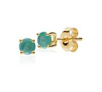Gemondo Women's Classic Round Emerald Stud Earrings in 9ct Yellow Gold 3.5mm in Green Gemondo Green One Size