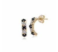 Gemondo Women's Classic Round Sapphire & Diamond Half Hoop Earrings in 9ct Yellow Gold in Blue Gemondo Blue One Size