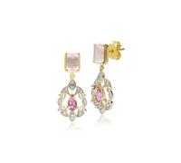 Gemondo Women's Pink Rose Quartz, Tourmaline & Topaz Sterling Silver ECFEW™ Collection Drop Earrings One Size Gemondo Pink One Size