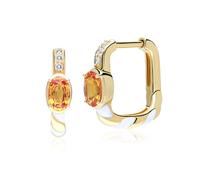 Gemondo Women's Siberian Waltz White Topaz & Orange Sapphire Square Hoop Earrings in 9ct Gold Gemondo Orange One Size