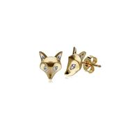 Gemondo Women's White Sapphire 9ct Yellow Gold Gardenia Collection Fox Stud Earrings One Size Gemondo White One Size