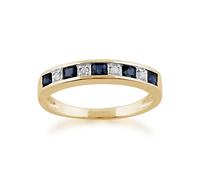 Gemondo Yellow 9ct Gold 0.40ct Natural Sapphire & Diamond Half Eternity Band Ring