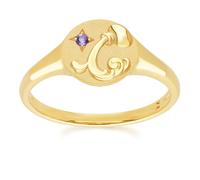 Gemondo Zodiac Amethyst Aquarius Signet Ring In 9ct Yellow Gold - P
