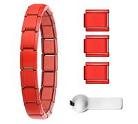 GEMOSA 9mm Italian Charm Bracelet Classic Starter 18+3 Links Size 6.5~8.3 in with Connector Tool Stainless Steel for Women Men Son Daughter GIFT Gold丨Silver, M, Stainless Steel, No Gemstone