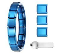 GEMOSA 9mm Italian Charm Bracelet Classic Starter 18+3 Links Size 6.5~8.3 in with Connector Tool Stainless Steel for Women Men Son Daughter GIFT Gold丨Silver, M, Stainless Steel, no gemstone