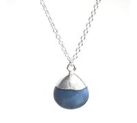 Gempires Blue Opal Necklace for Women, Teardrop Crystal Necklace, October Birthstone, Natural Gemstone, Silver Electroplated, 16 + 2 inch Adjustable Chain, Gift for Mom