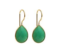 Gempires Chrysophrase Onyx Gemstone Crystal Earrings Lightweight Teardrop Handmade Jewelry Hypoallergenic Gold Plated Minimalist Everyday Wear Dangling Earrings For Women