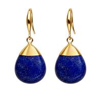 Gempires Lapis Lazuli Earrings for Women | Yellow Gold Plated Teardrop Dangle Earrings | Pear Shape Blue Stone Hook Jewelry Gift