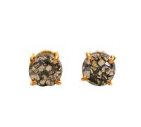 Gempires Natural Raw Gemstone Stud Earrings for Women | Handmade Raw Crystal Prong Setting Earrings | Hypoallergenic Gold Plated Minimal Studs | (Multiple Gemstone Options) (Pyrite)