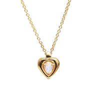 Gempires Rainbow Moonstone Heart Necklace for Women | 14K Gold Plated June Birthstone Pendant | Pear Cut White Gemstone Jewellery Gift