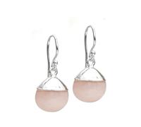 Gempires Rose Quartz Drop Earrings, Teardrop Crystal Earrings, Pear Dangle Drop Earring, Silver Electroplated, Natural Gemstone, Lightweight Jewellery, Gift for Girlfriend, Wife