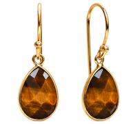 Gempires Teardrop Gemstone Earrings for Women | Pear Shape Faceted Crystal Dangle Drop Earrings | Gold Plated Hypoallergenic Jewellery (Multiple Gemstone Options) (Tiger's Eye)