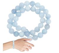 Gems Beads, Round Beads 38Pcs/Set 10mm Natural Genuine Loose Light Blue Round for Bracelets DIY Crystal Energy Stone for Bracelets, Jewelry Making