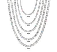 Gem's Beauty 4.59-112.00CT Moissanite Tennis necklaces Gifts 2-6.5mm D Color Round Cut Diamond Tennis necklace, 18", 14K white Gold, Moissanite