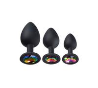 Gems Black Silicone Anal Plug Kit