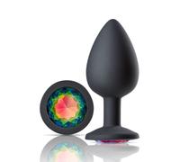 Gems Black Silicone Anal Plug - Large