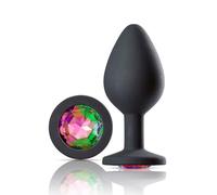 Gems Black Silicone Anal Plug - Medium