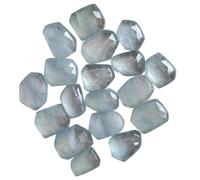 Gems For Jewels 12-14mm Aquamarine Fancy Rose Cut Cabochons, Natural Faceted Flat Back Cabochons Aquamarine Gemstones (5 Pcs) - PNT50Z