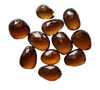 Gems For Jewels 12-16mm Beer Colored Crystal Quartz Rose Cut Cabochon, 5 Pieces Orange Yellow Colored Crystal Quartz Rose Cut Cabochons For Jewelry - BCQ