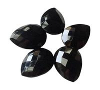 Gems For Jewels 12.5x17.5mm Black Onyx Faceted Pear Gemstones, 5 Pieces Loose Black Onyx Double Side Cut Gems Pear Stones For Jewelry - GS3152Z