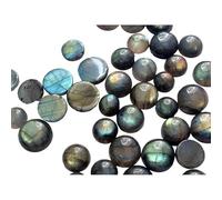 Gems For Jewels 13-14mm Labradorite Plain Round Cabochons, 5 Pieces Flat Back Loose Labradorite Blue Fire Stone Cabochons For Jewelry - PSG401