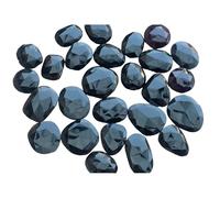 Gems For Jewels 14-16mm Black Onyx Rose Cut Flat Back Cabochons, Loose Black Onyx Faceted Cabochon For Jewelry (5 Pcs) - BGP600Z